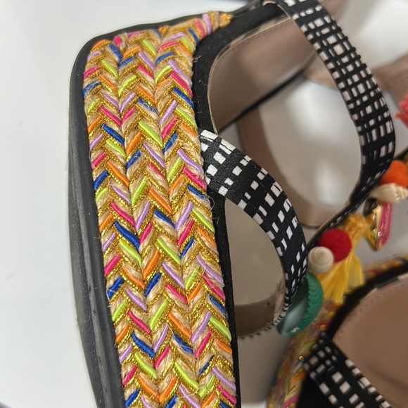 BETSEY JOHNSON MARCY EMBELLISHED ESPARDILLE PLATFORM HEELS SIZE 10 M - Picture 4 of 9